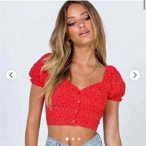 princess polly red cropped top
